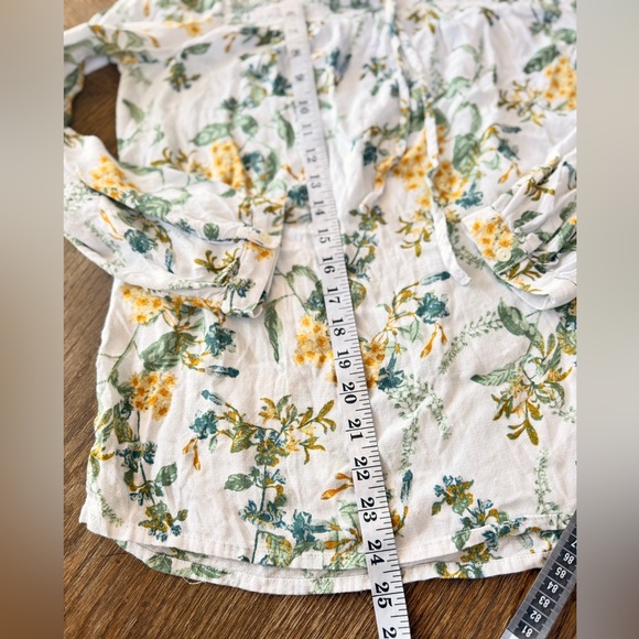LUCKY BRAND Blouse Sz M Floral Smock Front LS Peasant Boho Soft Tunic Top - Picture 10 of 14